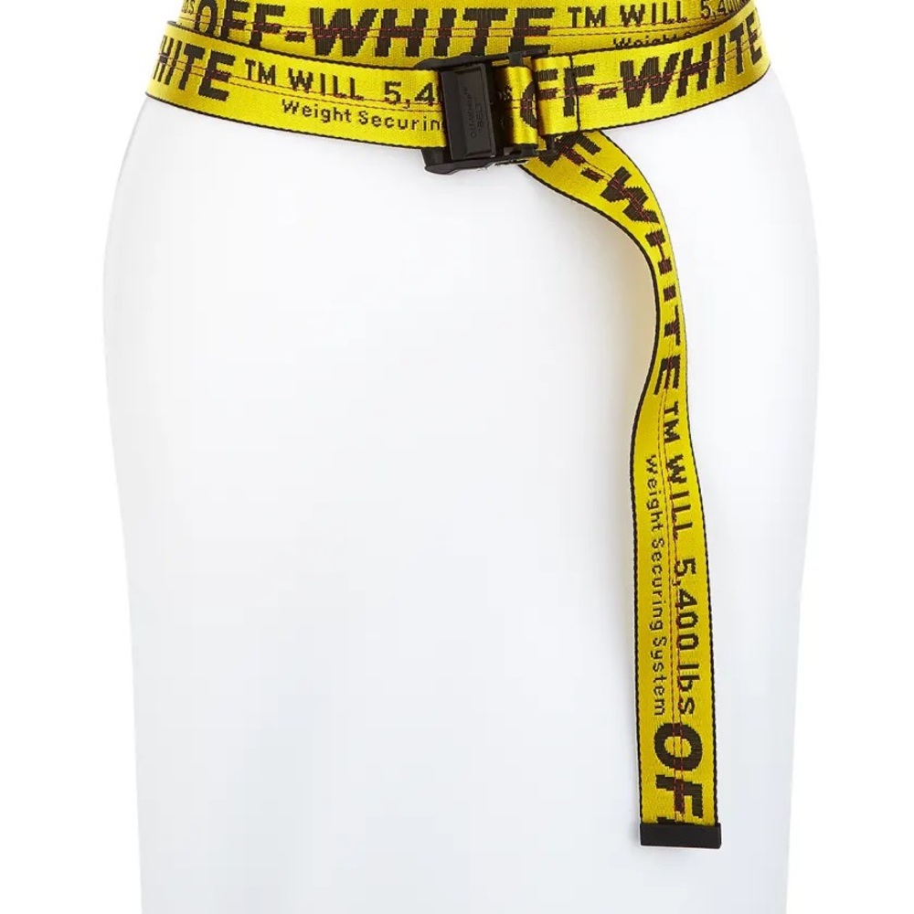Authentic Off-White Classic Industrial Web Logo Belt-Yellow
